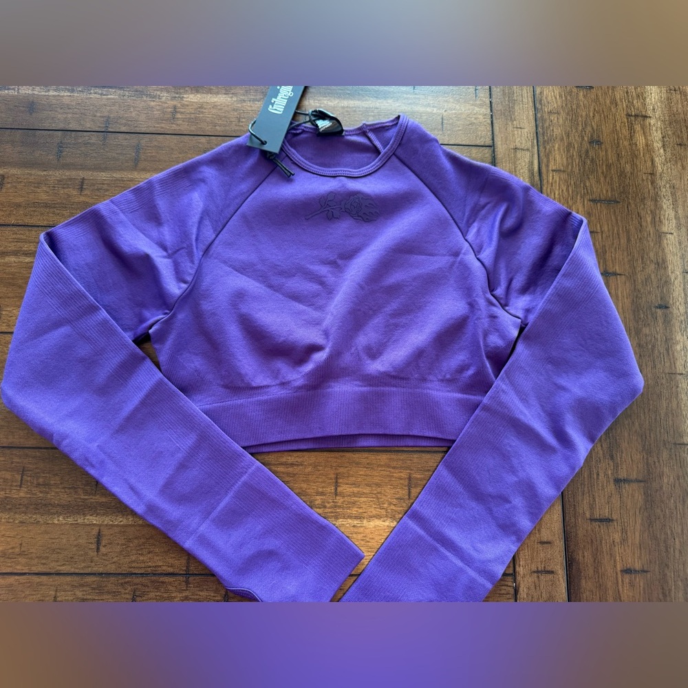 Civil Regime Concrete Kelly Purple Long Sleeve Crop Top Size Small NWT